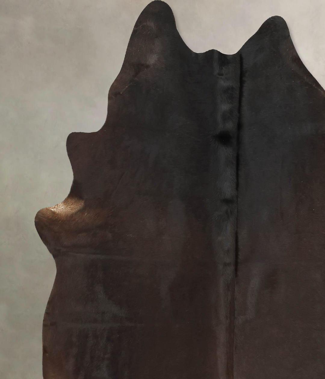 Solid Black X-Large Brazilian Cowhide Rug 7'1"H x 6'6"W #B16139 by Hud