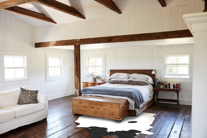 Black and White X-Large Brazilian Cowhide Rug 7'7"H x 6'4"W #B16215 by Hudson Hides