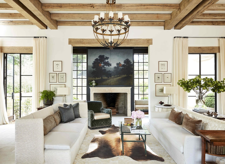 Grey with Beige XX-Large Brazilian Cowhide Rug 8'4"H x 6'11"W #B16244 by Hudson Hides