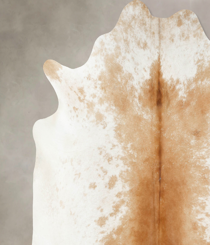 Beige and White XX-Large Brazilian Cowhide Rug 8'6"H x 8'0"W #B16264 by Hudson Hides