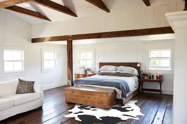 Black and White XX-Large Brazilian Cowhide Rug 8'5"H x 6'4"W #B16277 by Hudson Hides