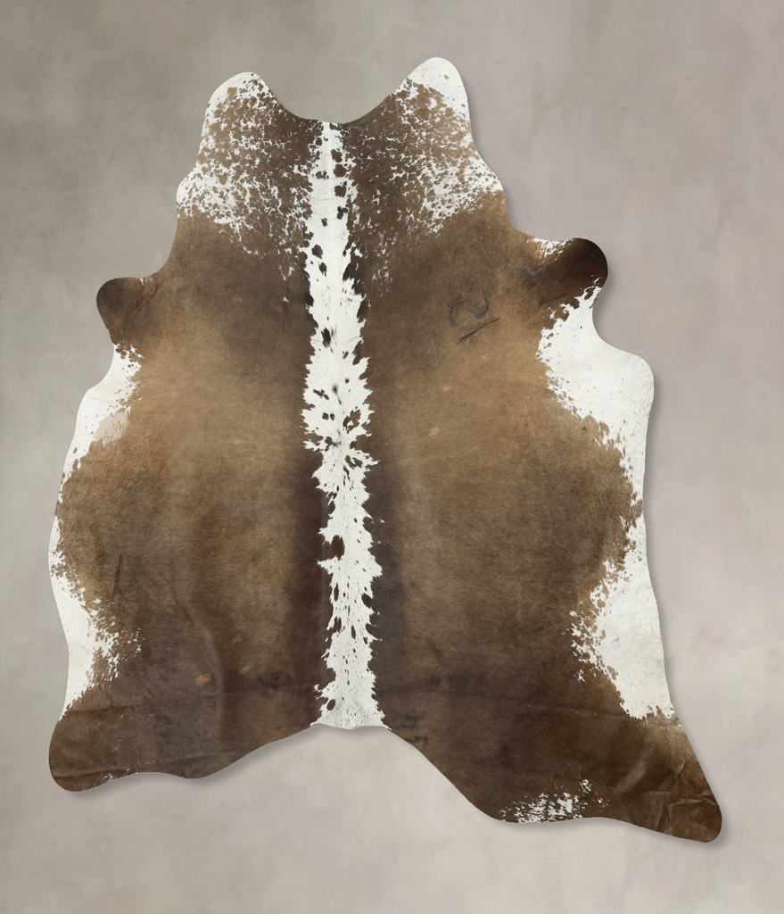 Chocolate and White X-Large Brazilian Cowhide Rug 7'6"H x 6'5"W #B16313 by Hudson Hides