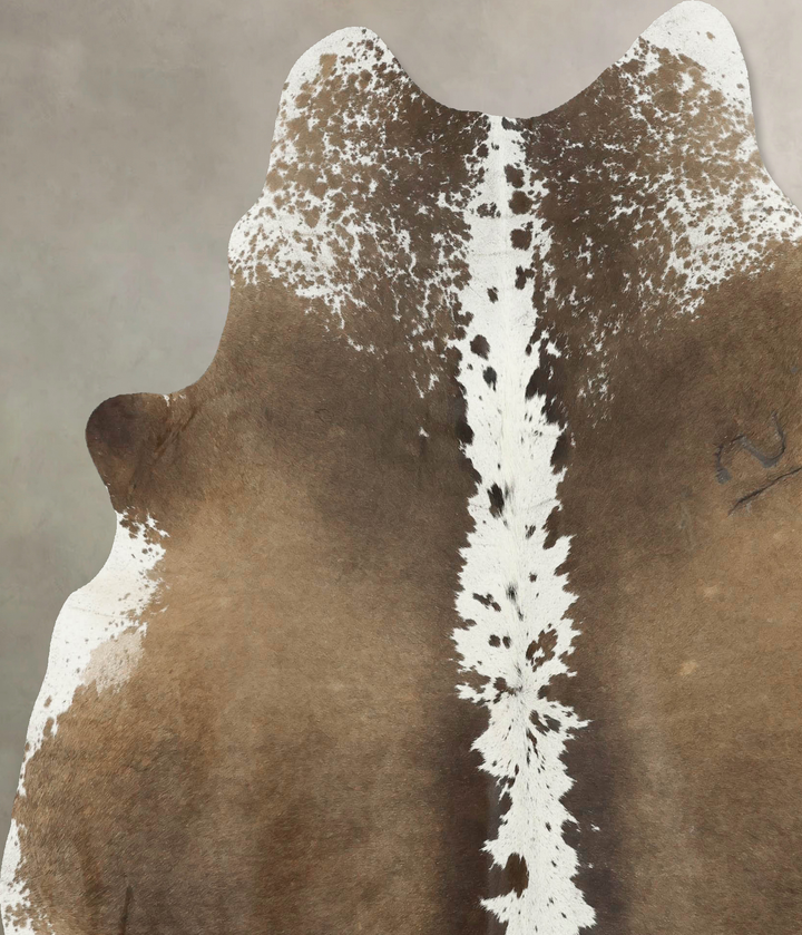 Chocolate and White X-Large Brazilian Cowhide Rug 7'6"H x 6'5"W #B16313 by Hudson Hides