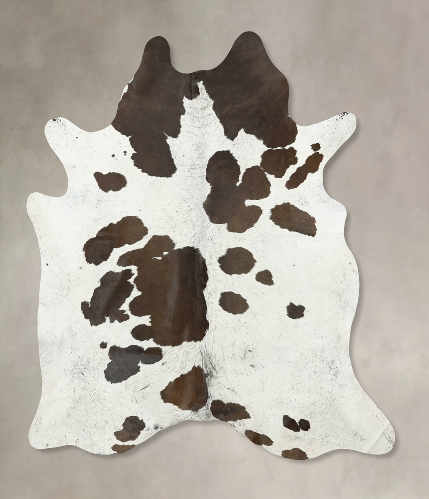 Chocolate and White X-Large Brazilian Cowhide Rug 7'6"H x 6'7"W #B16315 by Hudson Hides
