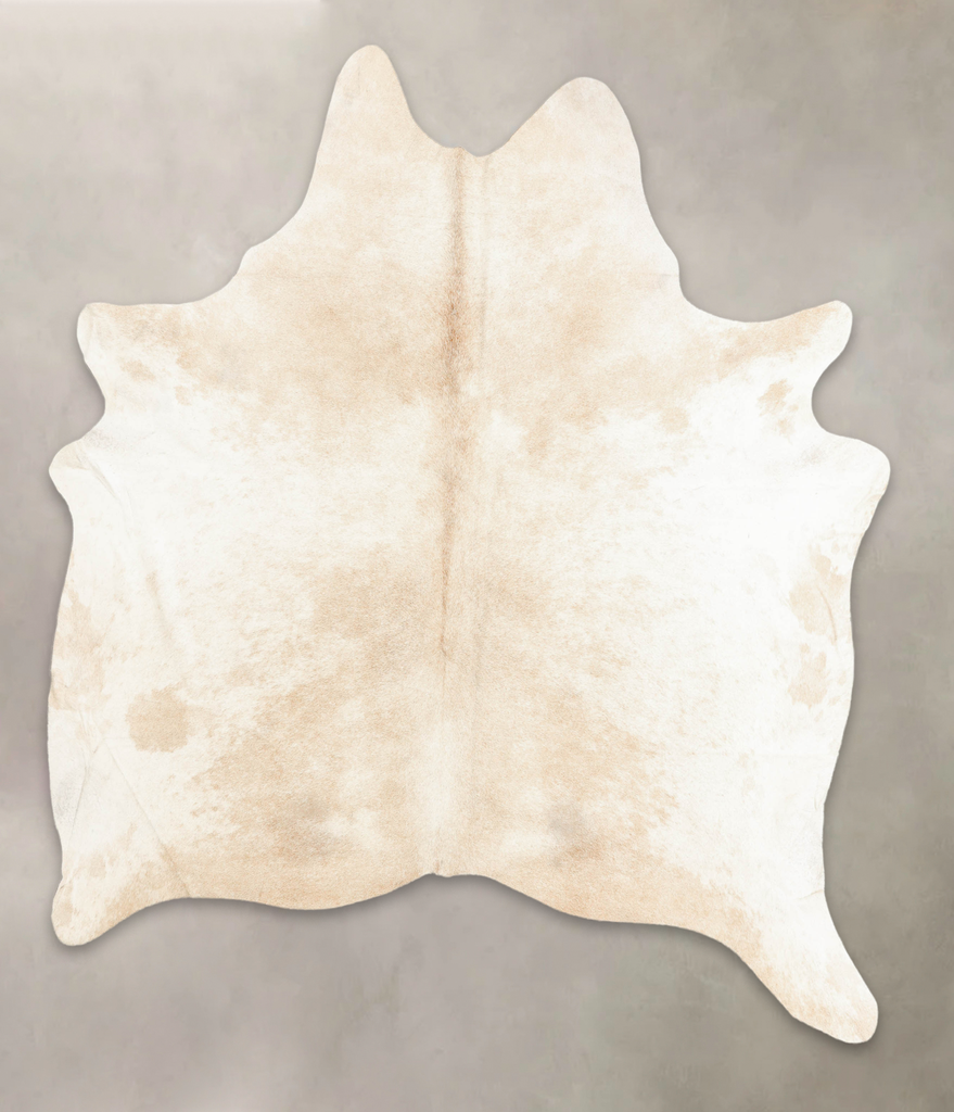 Beige and White X-Large Brazilian Cowhide Rug 7'5"H x 6'1"W #B1633 by Hudson Hides