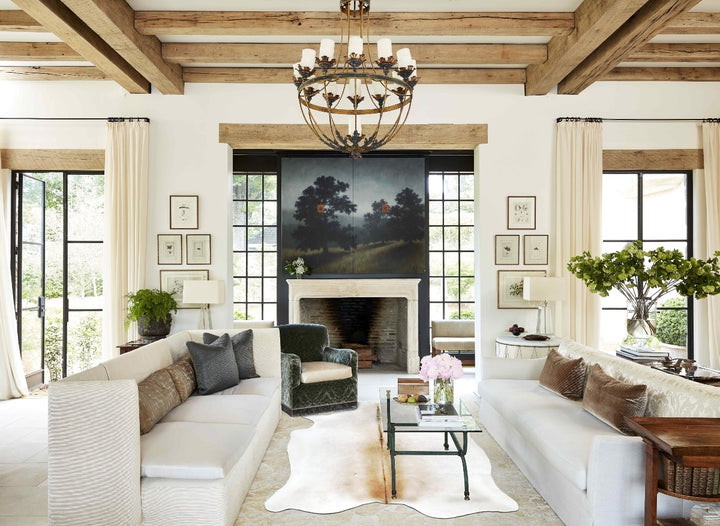 Grey with Beige XX-Large Brazilian Cowhide Rug 8'1"H x 6'3"W #B16336 by Hudson Hides