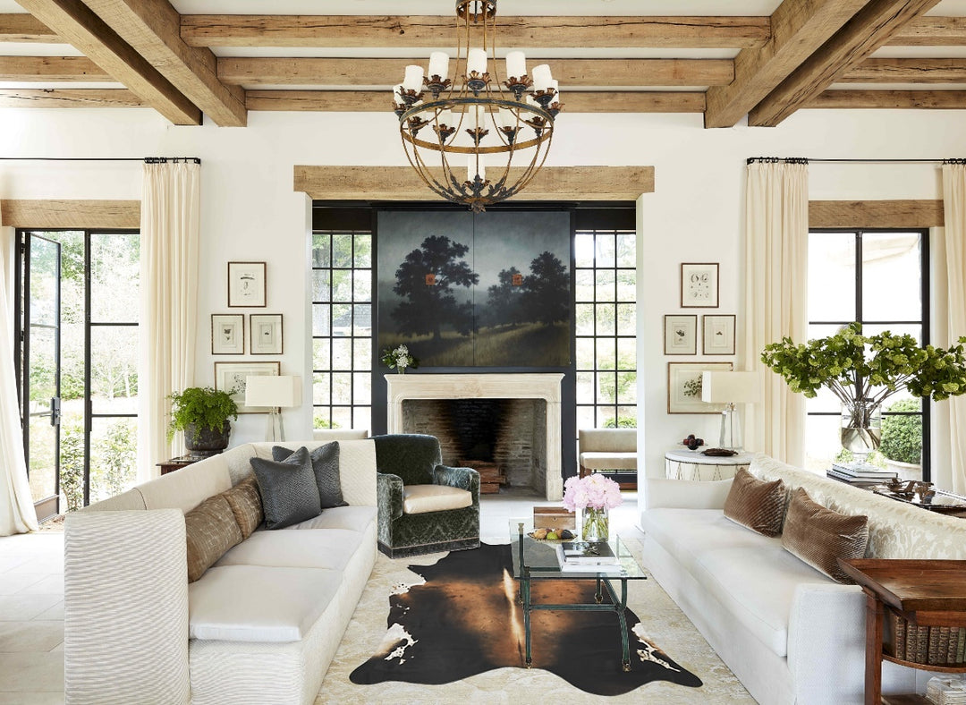 Grey with Beige XX-Large Brazilian Cowhide Rug 8'9"H x 7'0"W #B16340 b