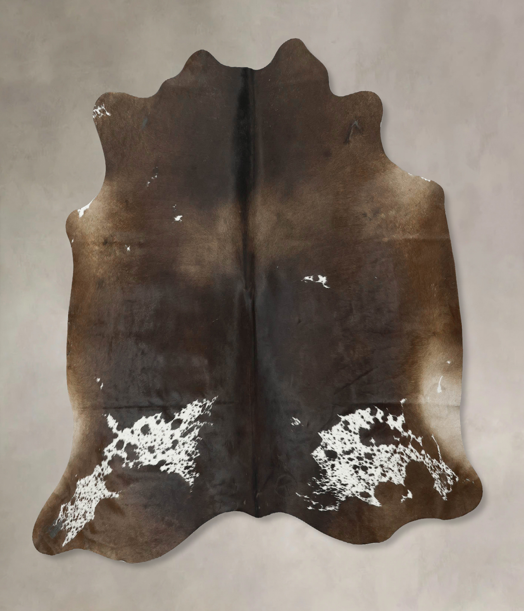 Chocolate and White Large Brazilian Cowhide Rug 6'1"H x 6'4"W #B16345 