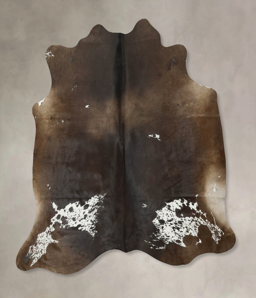 Chocolate and White Large Brazilian Cowhide Rug 6'1"H x 6'4"W #B16345 by Hudson Hides