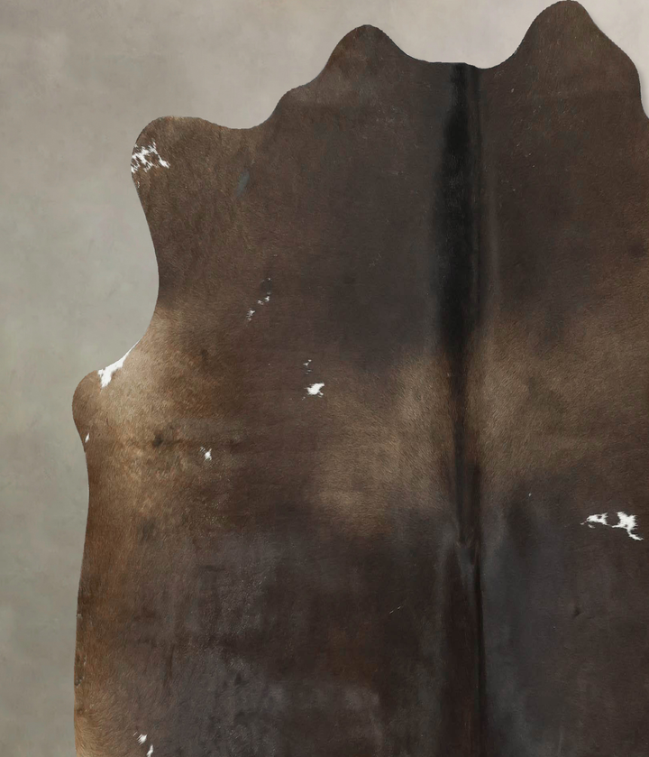 Chocolate and White Large Brazilian Cowhide Rug 6'1"H x 6'4"W #B16345 by Hudson Hides