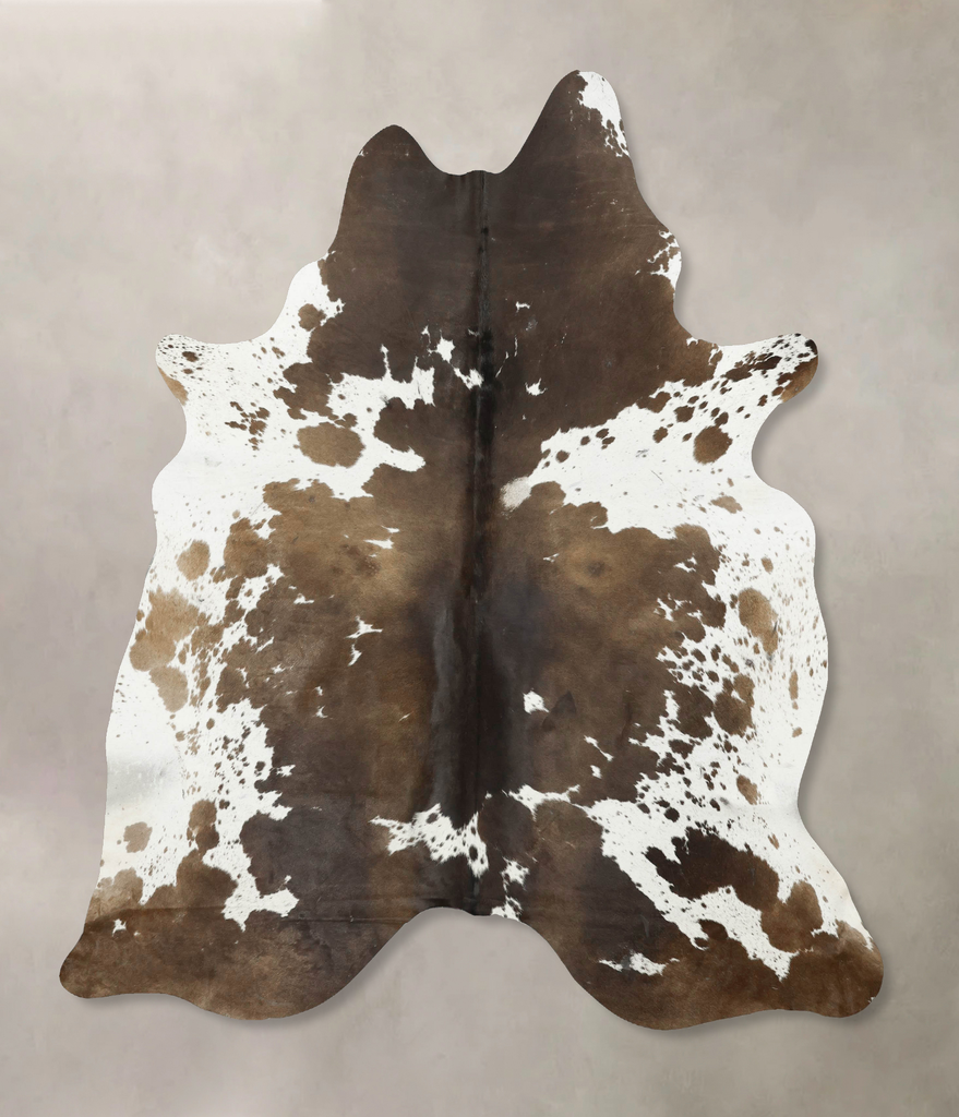 Chocolate and White XX-Large Brazilian Cowhide Rug 7'10"H x 6'7"W #B16353 by Hudson Hides