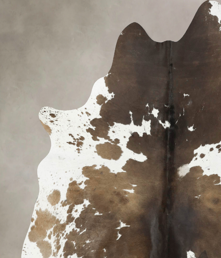 Chocolate and White XX-Large Brazilian Cowhide Rug 7'10"H x 6'7"W #B16353 by Hudson Hides