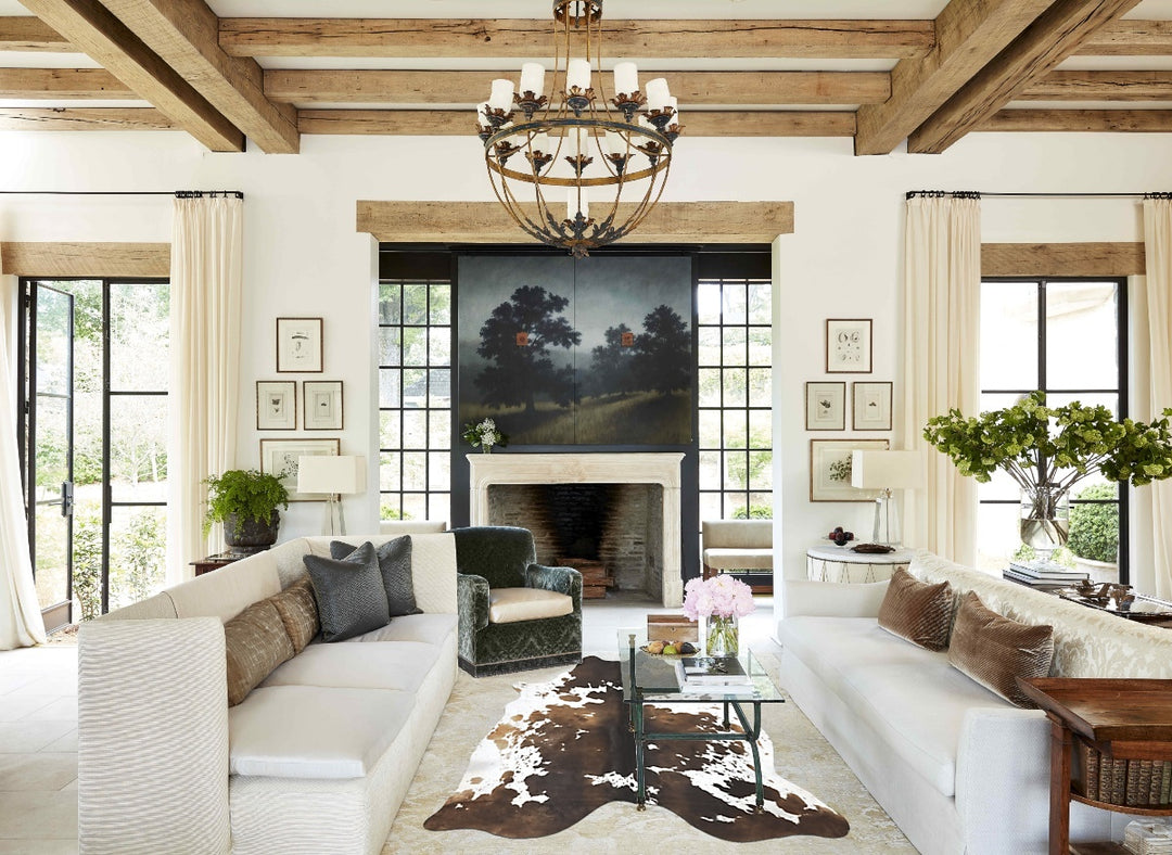 Chocolate and White XX-Large Brazilian Cowhide Rug 7'10"H x 6'7"W #B16
