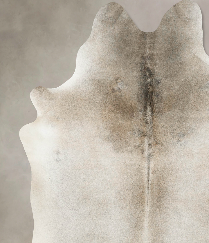 Grey with Beige X-Large Brazilian Cowhide Rug 7'7"H x 6'6"W #B16361 by Hudson Hides