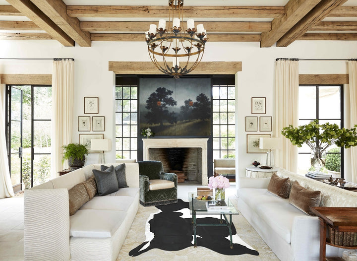 Black and White X-Large Brazilian Cowhide Rug 7'0"H x 6'0"W #B16368 by Hudson Hides