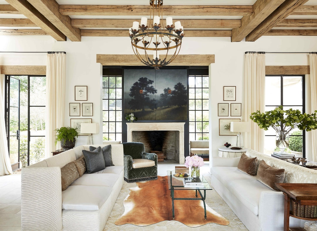 Beige X-Large Brazilian Cowhide Rug 7'5"H x 6'6"W #B16375 by Hudson Hi