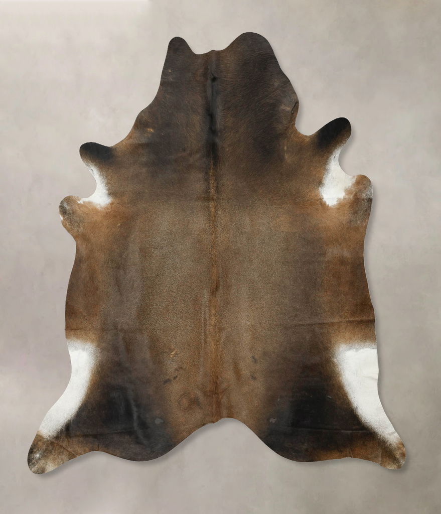 Grey with Beige XX-Large Brazilian Cowhide Rug 7'4"H x 7'1"W #B16377 by Hudson Hides