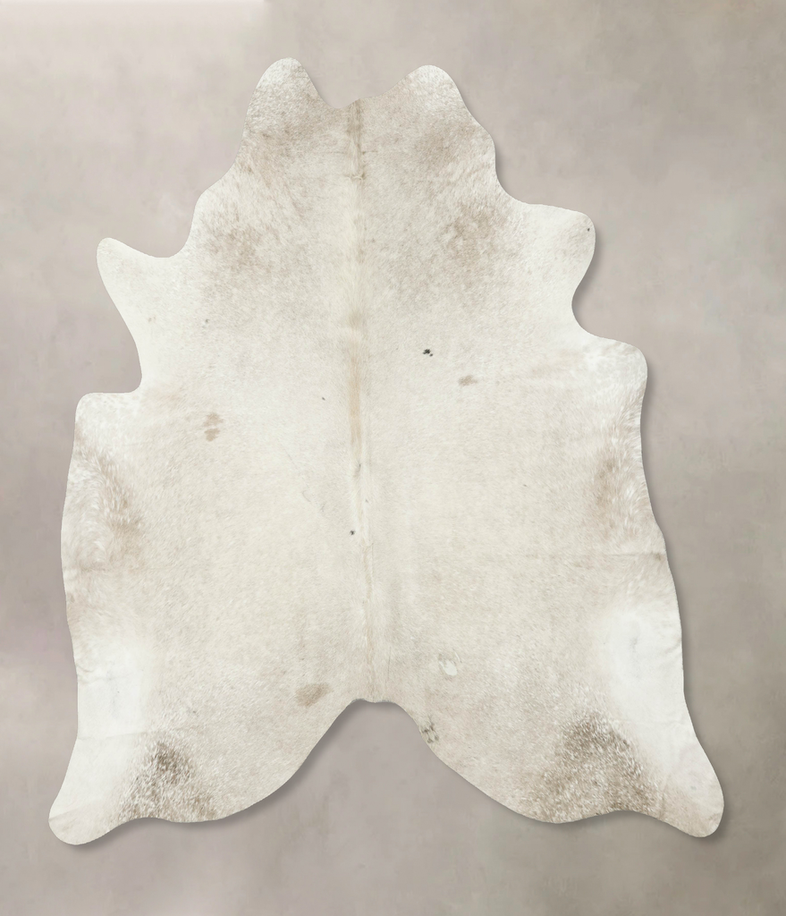 Ivory with Beige XX-Large Brazilian Cowhide Rug 7'4"H x 6'11"W #B16385 by Hudson Hides