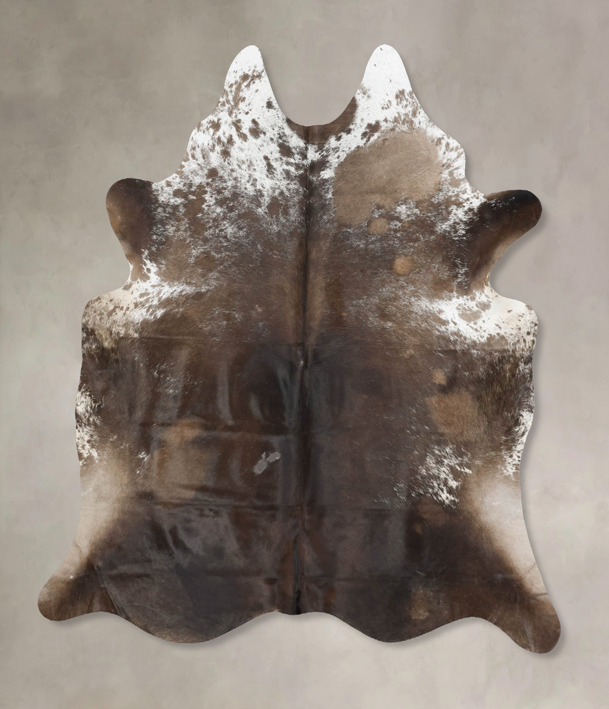 Chocolate and White X-Large Brazilian Cowhide Rug 7'0"H x 6'4"W #B16415 by Hudson Hides