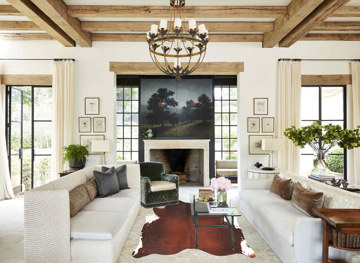 Brown and White Regular Large Brazilian Cowhide Rug 6'4"H x 5'11"W #B16433 by Hudson Hides