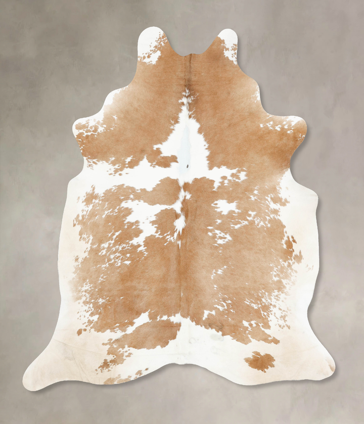 Beige and White XX-Large Brazilian Cowhide Rug 8'5"H x 6'9"W #B16434 by Hudson Hides