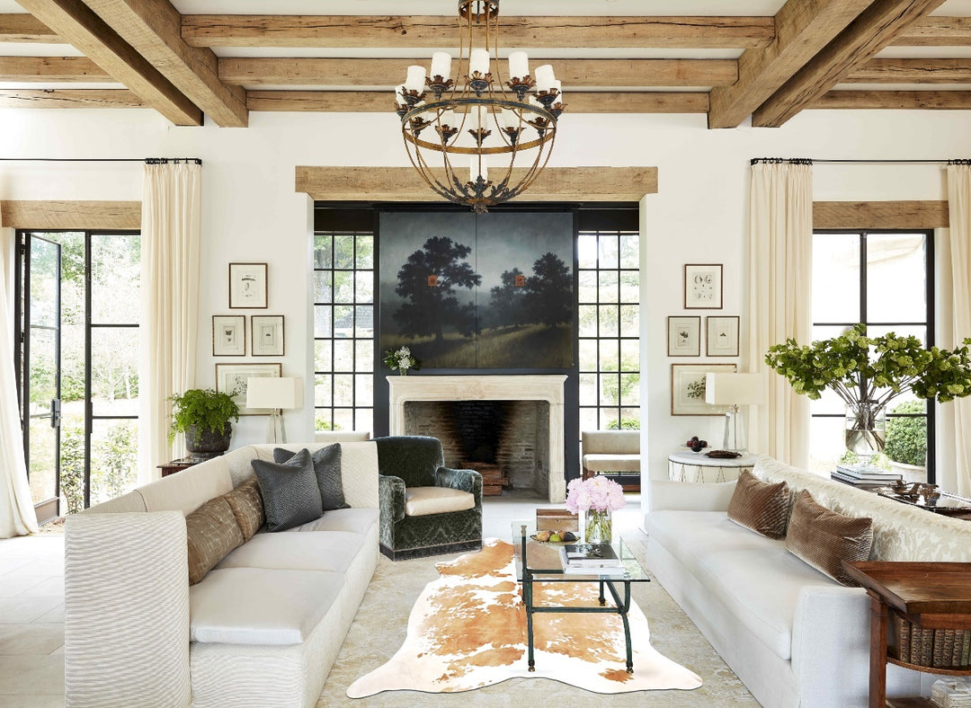 Beige and White XX-Large Brazilian Cowhide Rug 8'5"H x 6'9"W #B16434 b