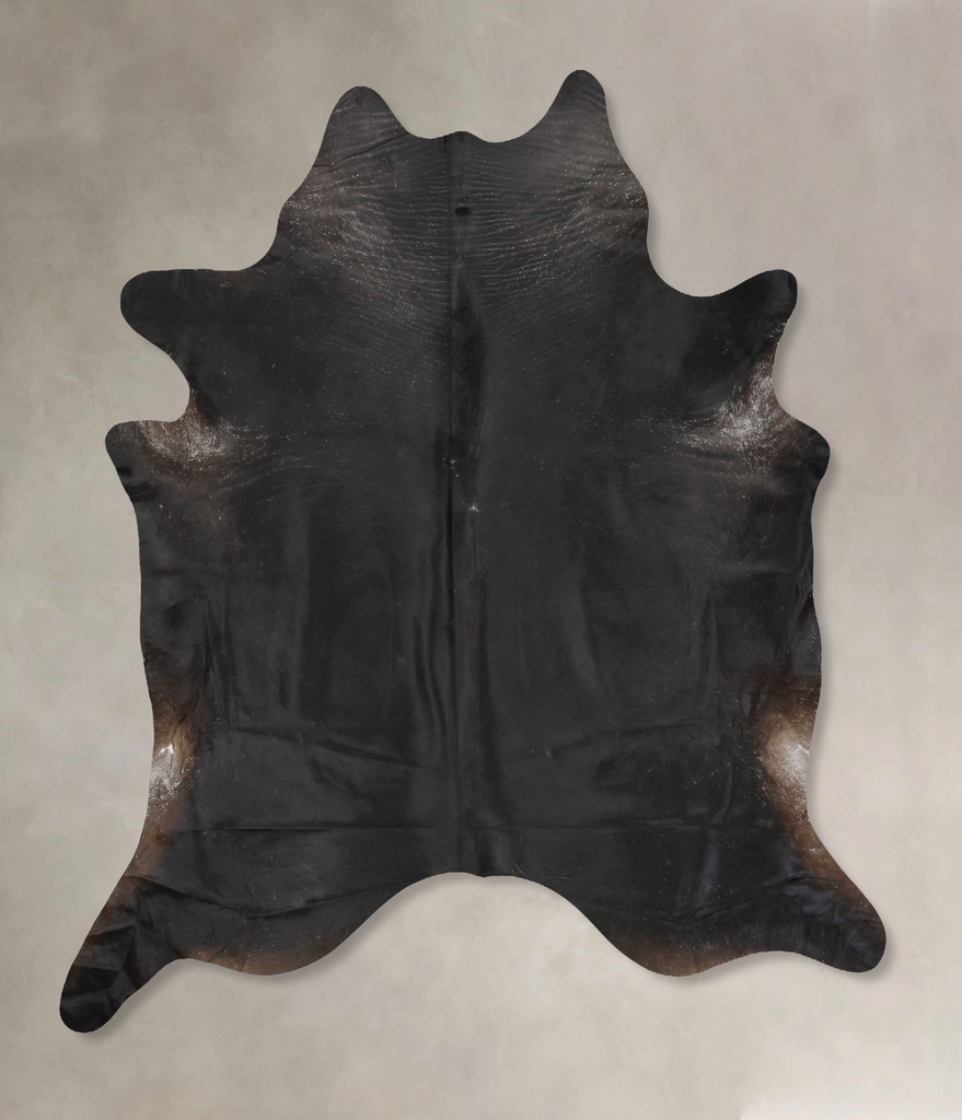 Solid Black XX-Large Brazilian Cowhide Rug 8'3"H x 7'1"W #B16436 by Hudson Hides