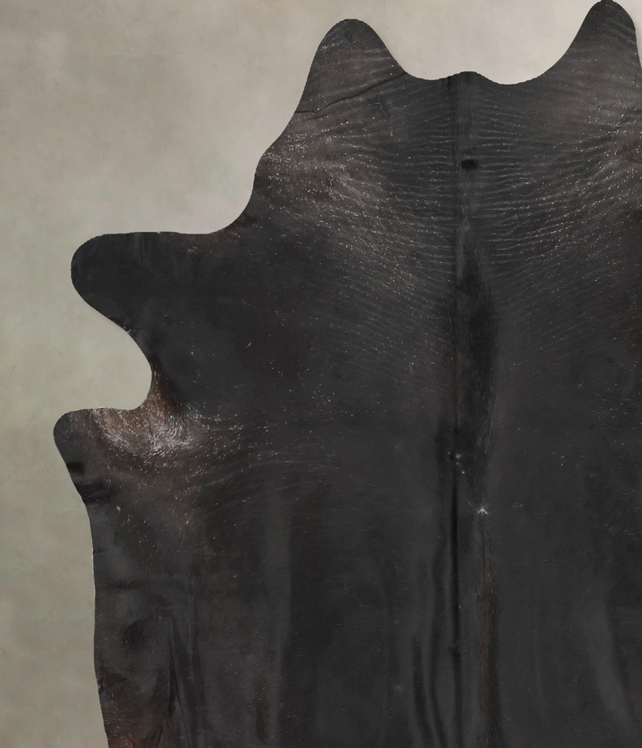 Solid Black XX-Large Brazilian Cowhide Rug 8'3"H x 7'1"W #B16436 by Hudson Hides