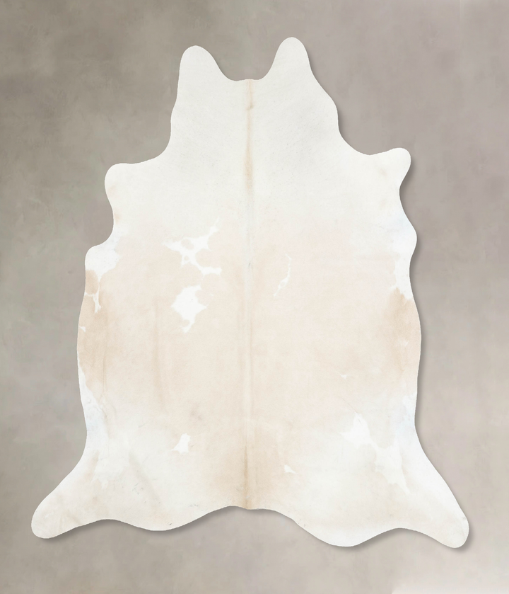 Ivory with Beige X-Large Brazilian Cowhide Rug 7'1"H x 6'6"W #B16438 by Hudson Hides
