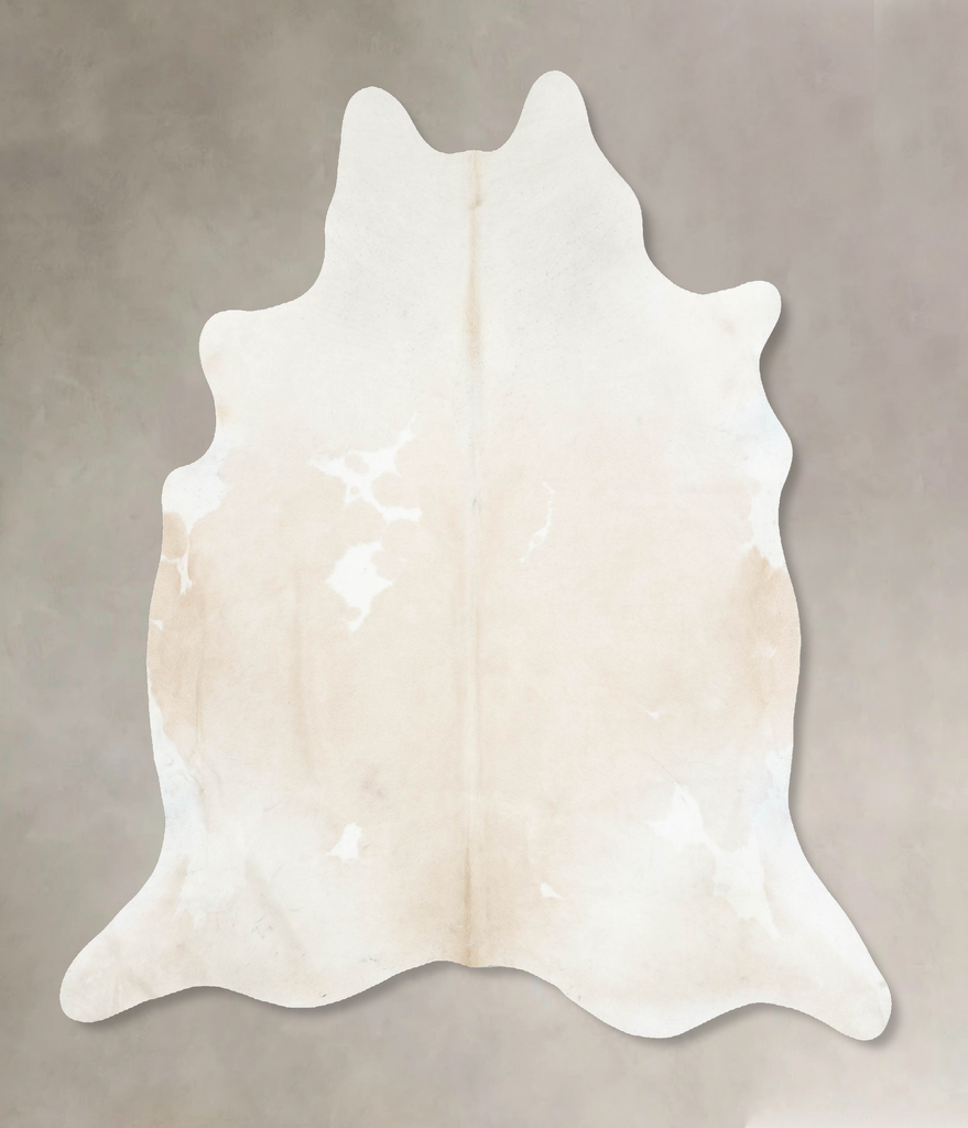 Ivory with Beige X-Large Brazilian Cowhide Rug 7'1"H x 6'6"W #B16438 by Hudson Hides