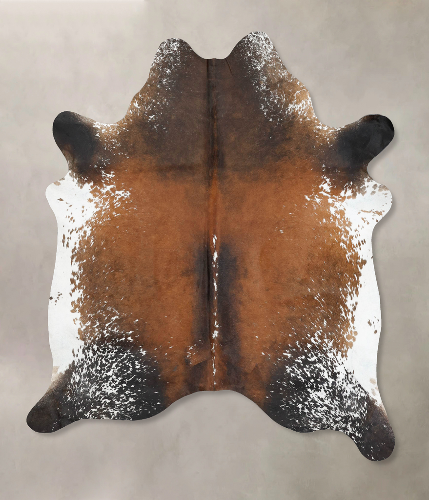 Salt and Pepper Brown X-Large Brazilian Cowhide Rug 7'3"H x 6'5"W #B16448 by Hudson Hides