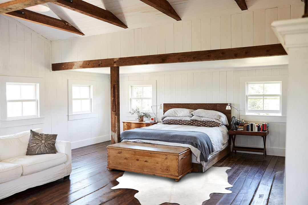 Ivory with Beige X-Large Brazilian Cowhide Rug 7'7"H x 5'10"W #B16460 