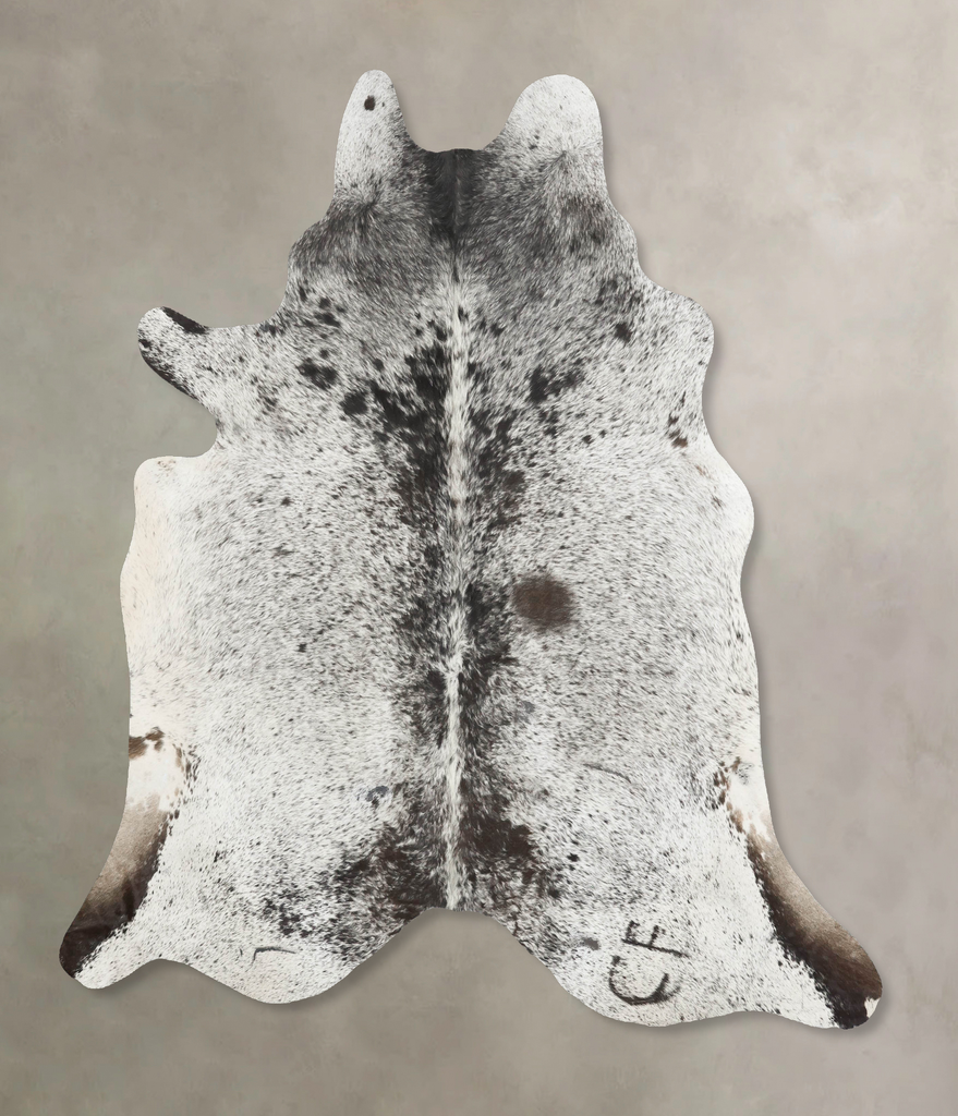 Salt and Pepper Black X-Large Brazilian Cowhide Rug 7'0"H x 6'4"W #B16467 by Hudson Hides