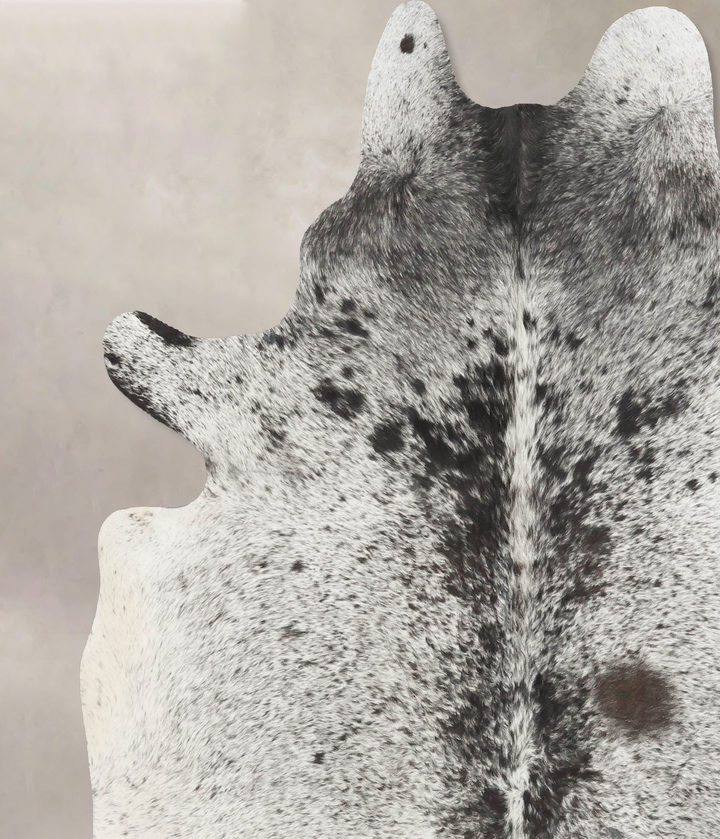 Salt and Pepper Black X-Large Brazilian Cowhide Rug 7'0"H x 6'4"W #B16467 by Hudson Hides