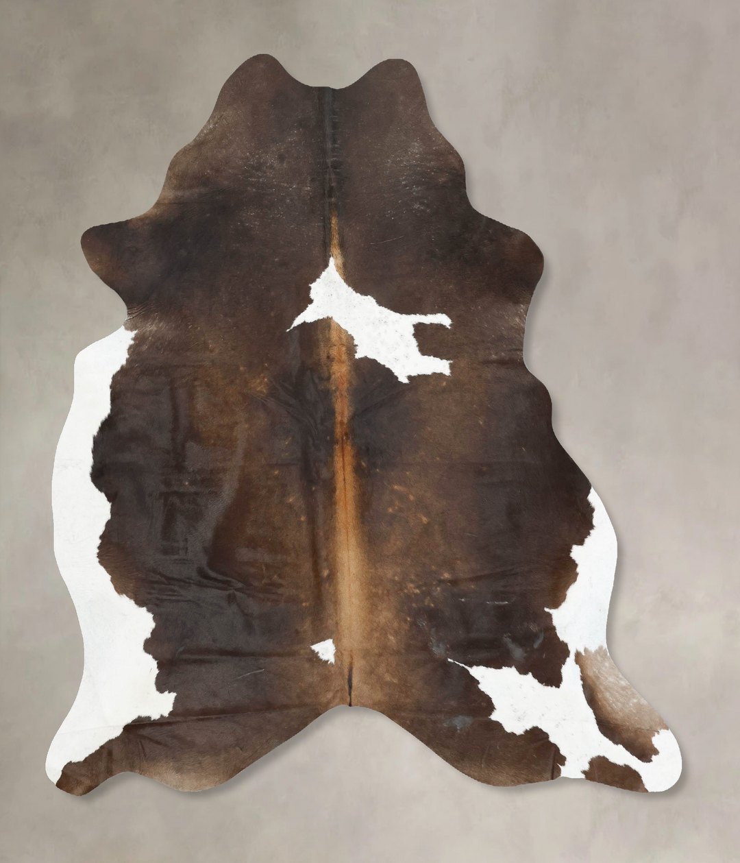 Chocolate and White X-Large Brazilian Cowhide Rug 7'1"H x 6'2"W #B1647