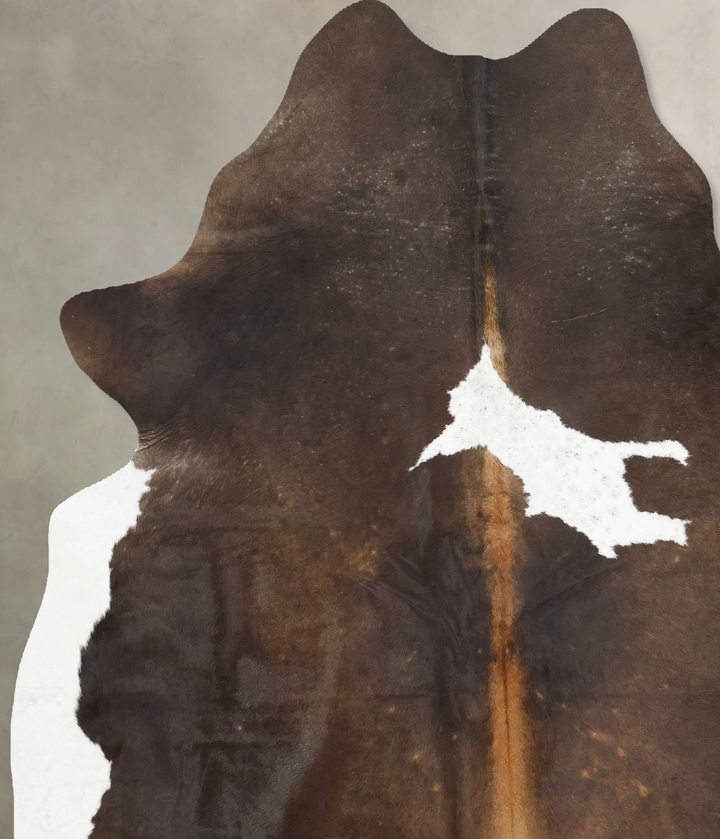 Chocolate and White X-Large Brazilian Cowhide Rug 7'1"H x 6'2"W #B16479 by Hudson Hides