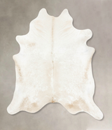 Ivory with Beige XX-Large Brazilian Cowhide Rug 8'2"H x 6'9"W #B16492 by Hudson Hides