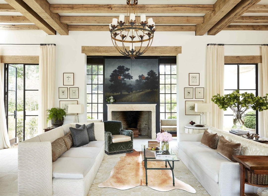 Beige XX-Large Brazilian Cowhide Rug 8'3"H x 7'4"W #B16503 by Hudson H