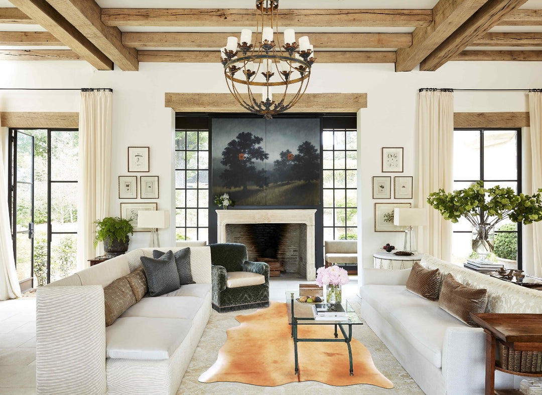 Beige X-Large Brazilian Cowhide Rug 7'3"H x 5'6"W #B16523 by Hudson Hi