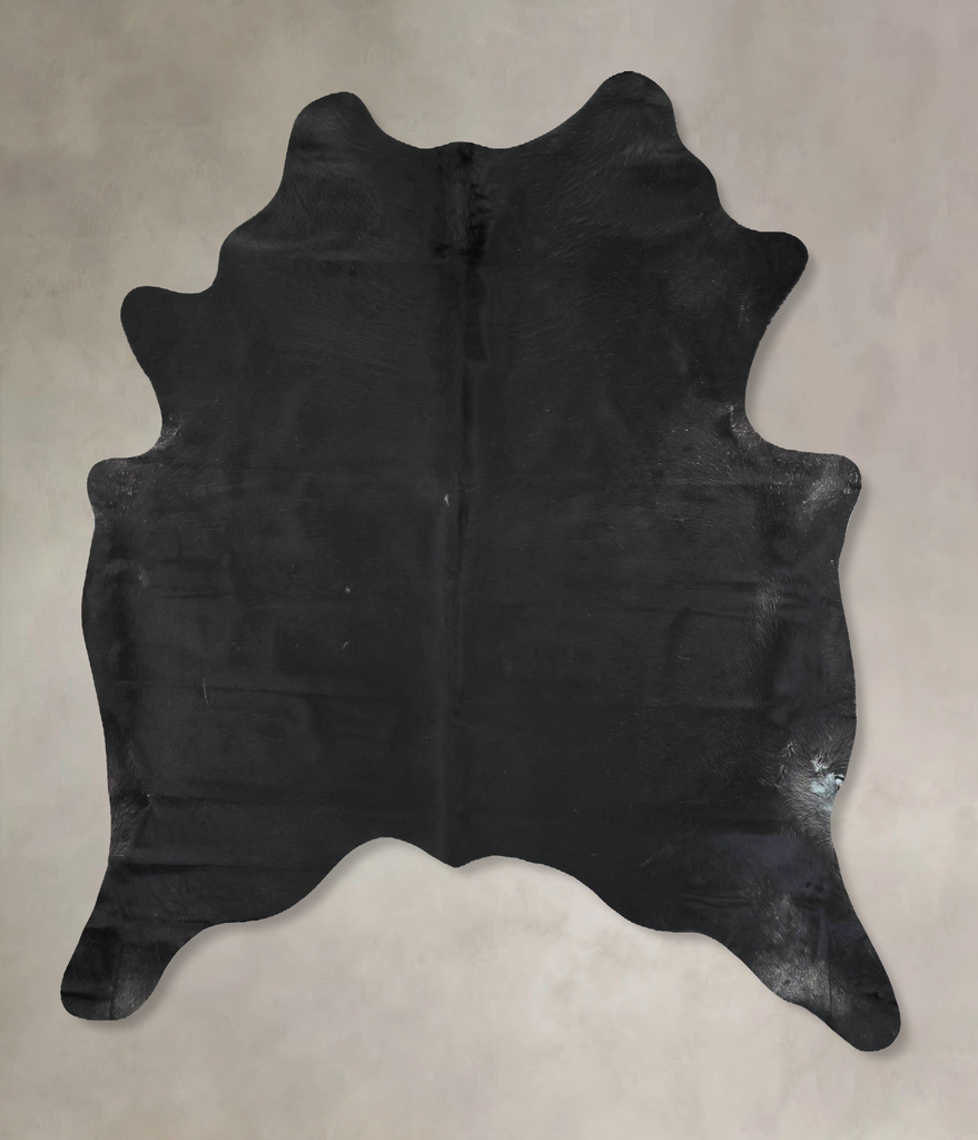 Solid Black X-Large Brazilian Cowhide Rug 7'5"H x 6'0"W #B16528 by Hudson Hides