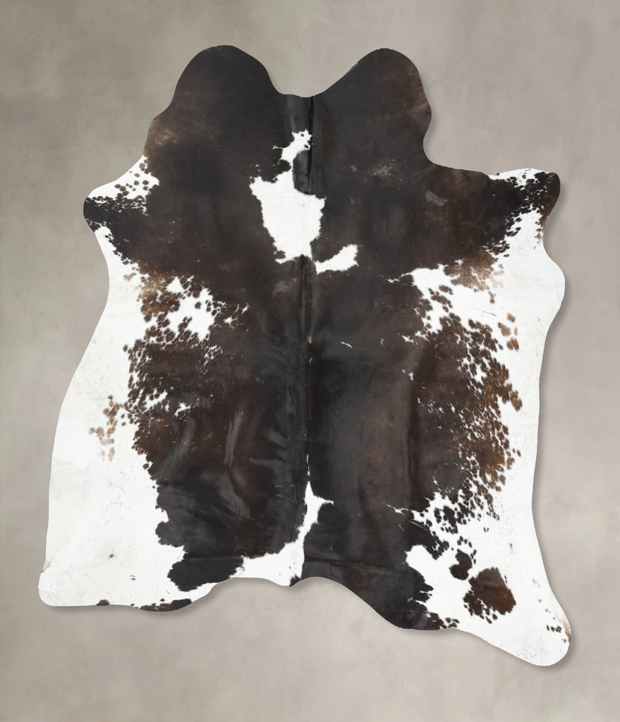 Chocolate and White X-Large Brazilian Cowhide Rug 7'1"H x 6'4"W #B16546 by Hudson Hides