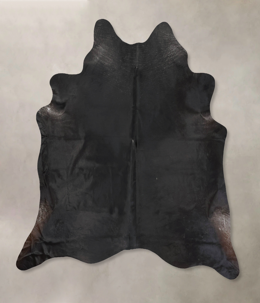 Solid Black XX-Large Brazilian Cowhide Rug 8'1"H x 7'2"W #B16547 by Hudson Hides