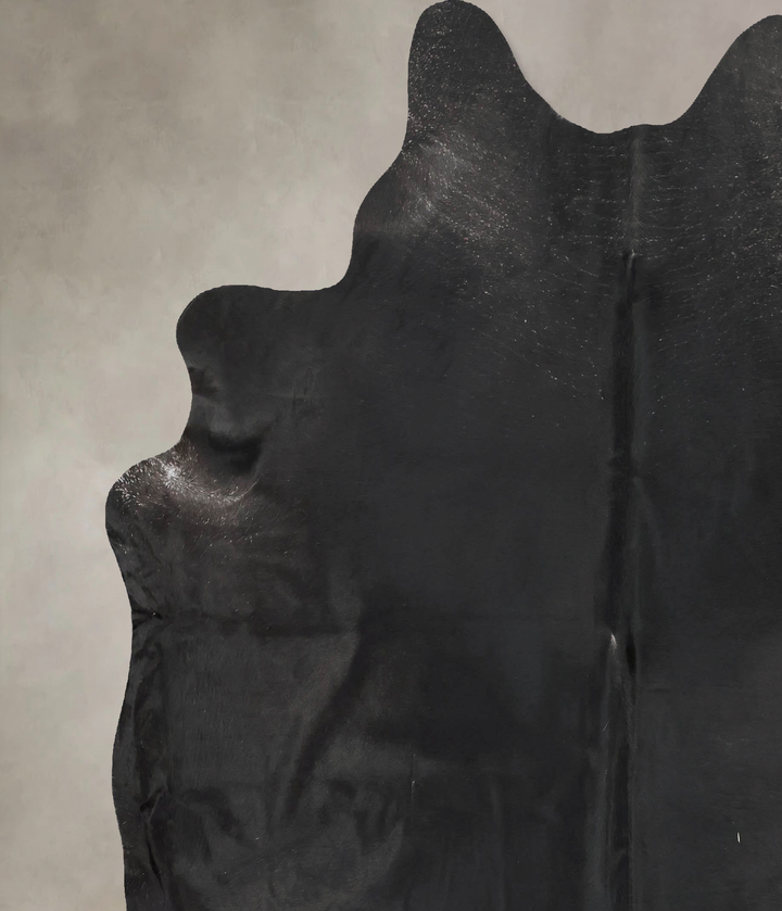 Solid Black XX-Large Brazilian Cowhide Rug 8'1"H x 7'2"W #B16547 by Hudson Hides