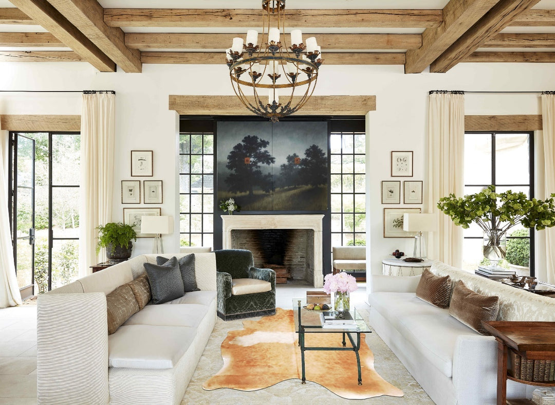 Beige XX-Large Brazilian Cowhide Rug 8'6"H x 6'10"W #B16563 by Hudson 