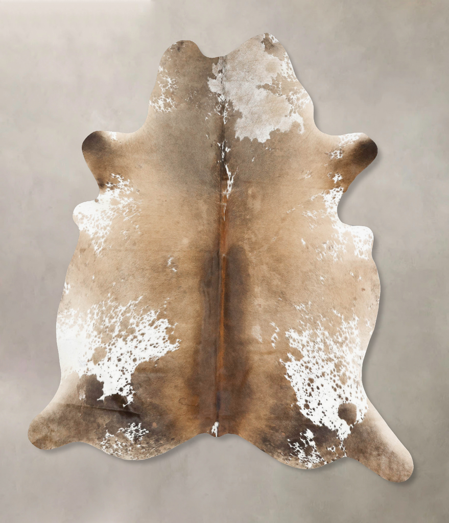 Salt and Pepper Brown XX-Large Brazilian Cowhide Rug 7'11"H x 6'9"W #B16569 by Hudson Hides