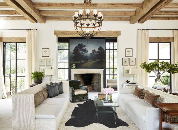 Solid Black XX-Large Brazilian Cowhide Rug 8'2"H x 6'5"W #B16594 by Hudson Hides