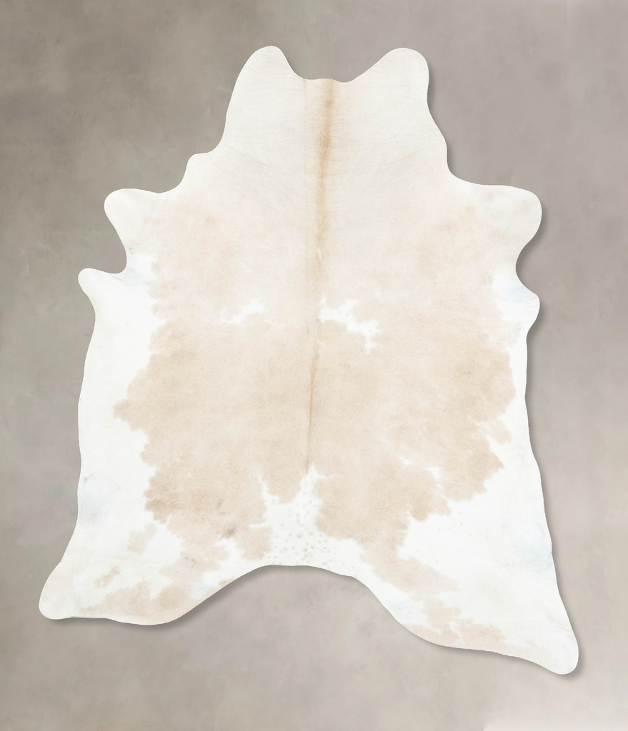 Beige and White XX-Large Brazilian Cowhide Rug 8'2"H x 6'6"W #B16597 by Hudson Hides