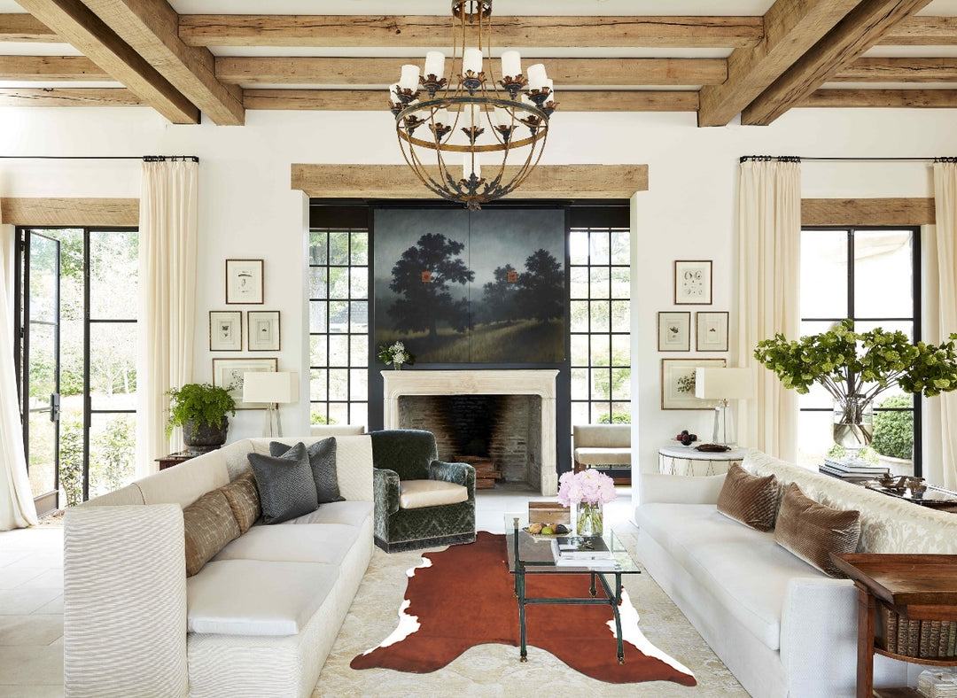 Brown and White Regular X-Large Brazilian Cowhide Rug 6'11"H x 6'3"W #