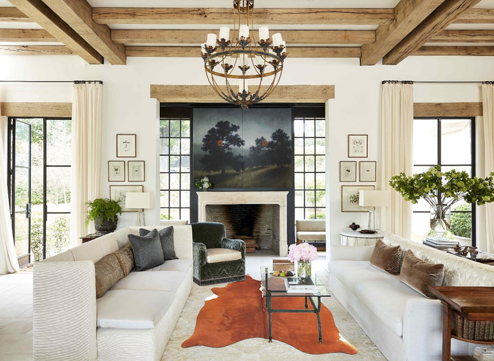 Brown and White Regular Large Brazilian Cowhide Rug 6'7"H x 5'6"W #B16616 by Hudson Hides