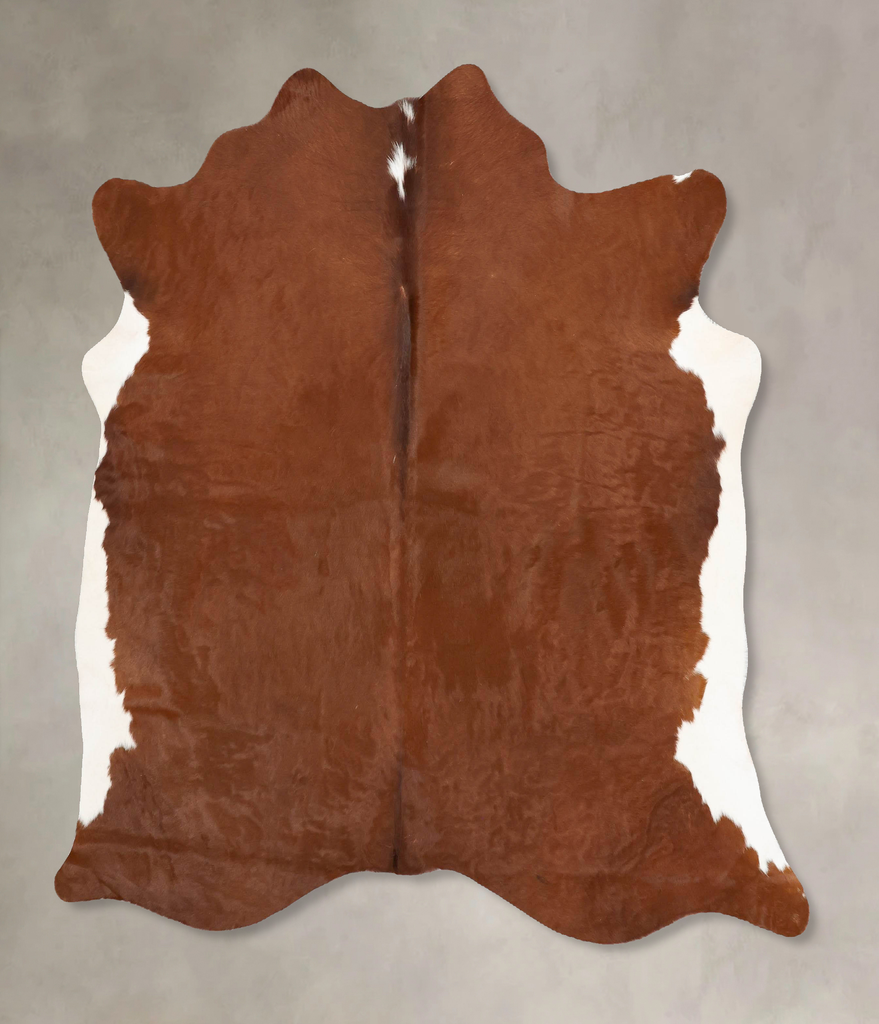 Brown and White Regular Large Brazilian Cowhide Rug 6'2"H x 6'1"W #B16624 by Hudson Hides